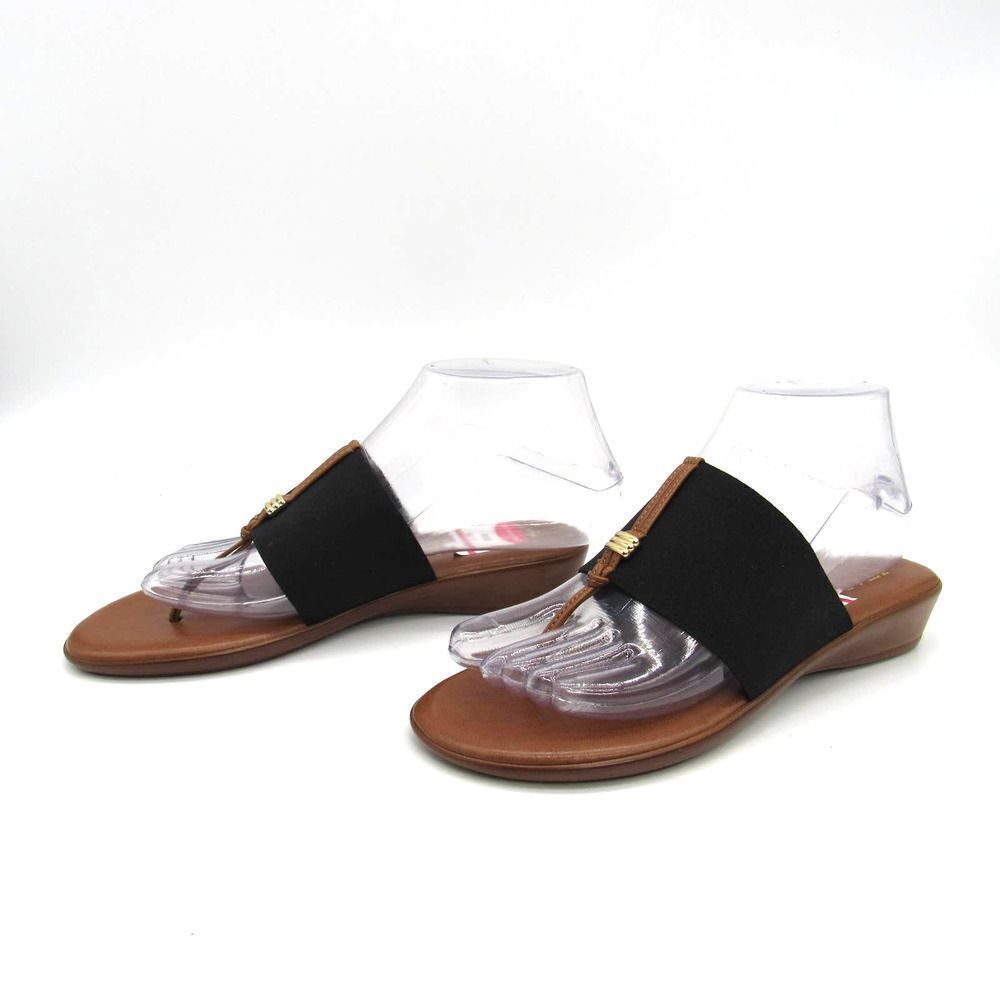 Italian Shoemakers Mikayla Wedge Thong Sandals Black Sz 6.5 - Picture 4 of 9